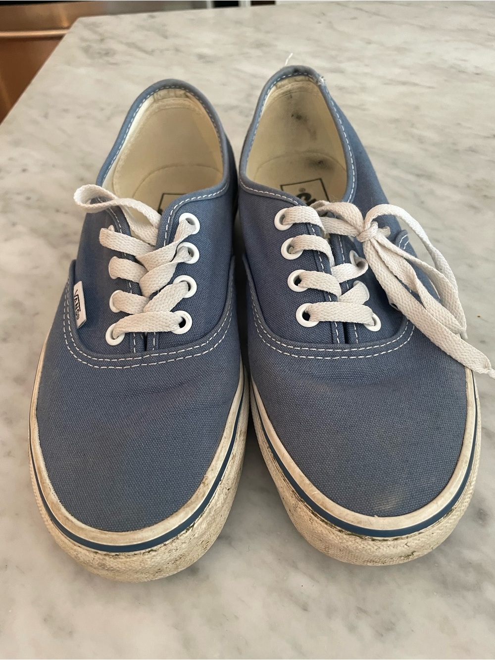 Vans Low-Top Canvas Sneakers in Dusty Blue and White